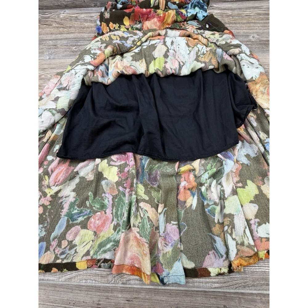 Soft Surroundings Rosalie Tiered Maxi Dress MED Brown Floral Sleeveless Resort - Picture 7 of 16